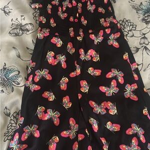 Black Dress with Colorful Butterfly Print